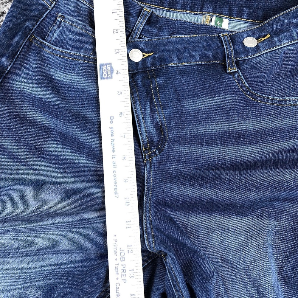 Halara Flex Denim Jeans Womens 14 Petite Blue Med Wash High Rise Wide Leg - Picture 9 of 14